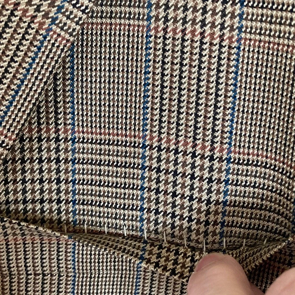 Alan Flusser Mens Classic Brown Plaid‎ 2 Button Blazer Sport Coat Size 44R Wool